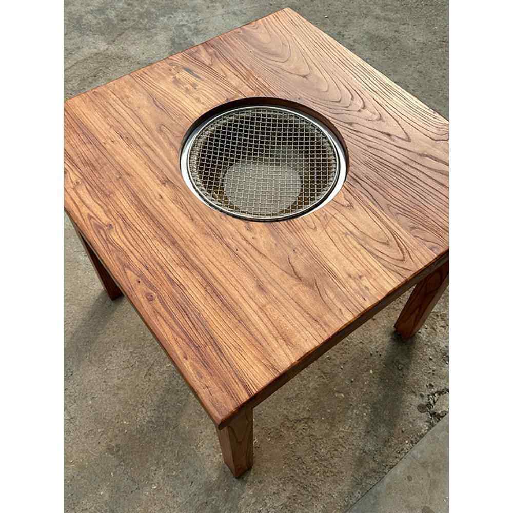 老榆木围炉煮茶烧烤桌实木覆古餐桌酒店民宿长条餐桌原木桌书桌子,淘宝优惠券,粉丝福利购,淘宝优惠卷