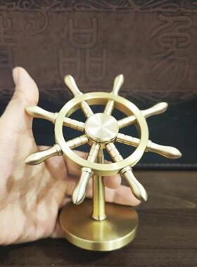 直销新款黄铜船舵掌舵人一亿摆件陀螺桌面小风车地球仪装饰黄铜创