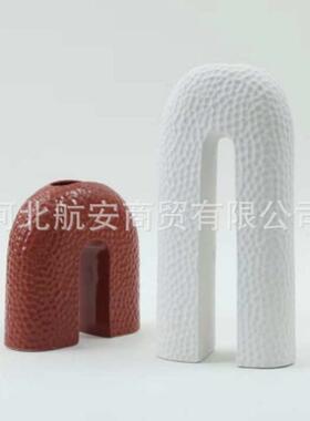 现代简约创意树脂几何拱形抽象摆件样板房售楼处桌面软装饰品