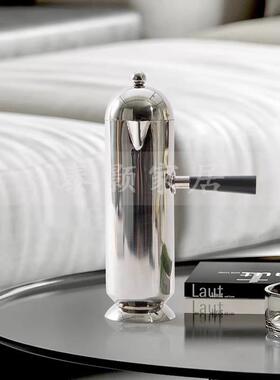 样板房售楼部现代简约设计师款厨房桌面不锈钢咖啡壶托盘组合摆件