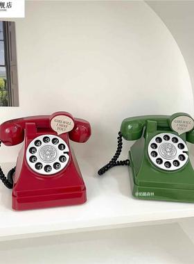 玩具小电话机儿童摄影仿真复古怀旧老式座机道具储蓄存钱罐摆件