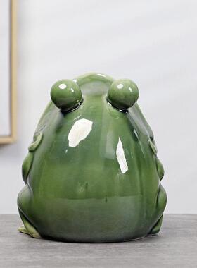 欧式田园高温陶瓷大嘴大肚青蛙茶几电视柜玄关杂物收纳存钱罐包邮