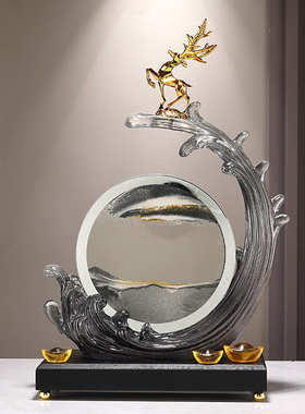 玄关起招财鹿电视柜客厅礼品新居装饰品风生水摆件酒柜办公室乔迁