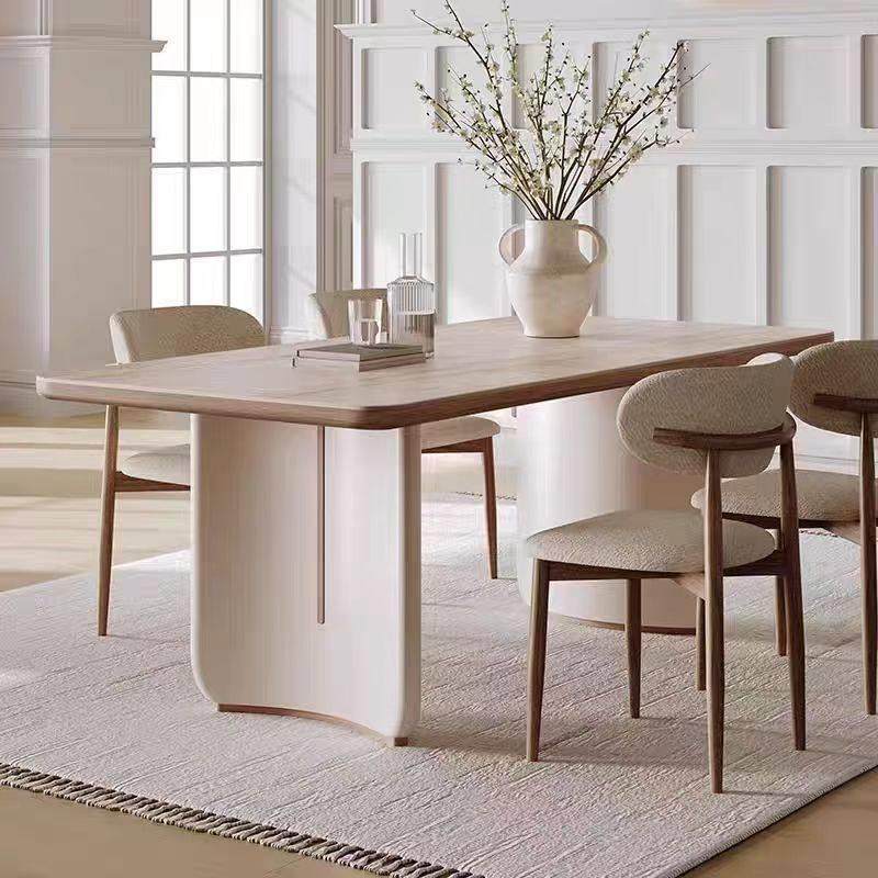 法式奶油风实木2025新款岩板餐桌椅组合家用饭桌现代简约长方形桌,淘宝优惠券,粉丝福利购,淘宝优惠卷