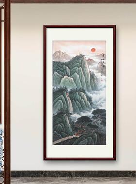 名家走廊过道真迹竖版入户有山无水玄关泰山日出招财挂画堂屋镇宅