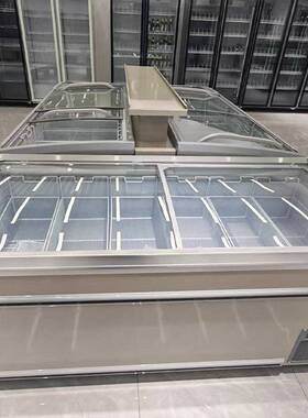 商超组合岛柜大容量保鲜冷冻卧式冰柜通明玻璃冷藏展示柜冷链冰箱
