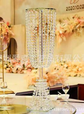 欧道式布婚礼饰亚克力水晶路珠帘四方花架餐装LOV桌舞台置婚庆具