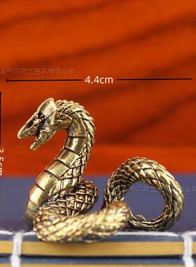 2025蛇年小龙摆件装饰品本命年生肖黑蛟蛇桌面茶宠摆件工艺品黄铜