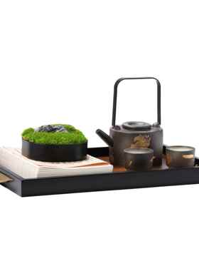 新中式客厅茶几装饰摆件轻奢高端托盘茶具组合样板间设计搭配摆设