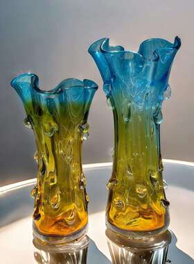 唯美复古异形琉璃花瓶北欧小清新玻璃家居装饰摆件花器水培