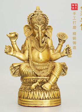 象神象鼻财神黄铜藏传尼泊尔黄财神家用供奉摆件厂家