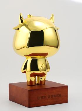 工厂金属卡通吉祥物上市公司金牛纪念品合金摆件定 制礼品