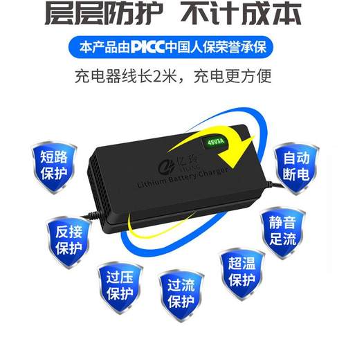 自动断电智能锂电池充电器48V爱玛凤凰折叠电动车48伏V2A三元专用 - 图1