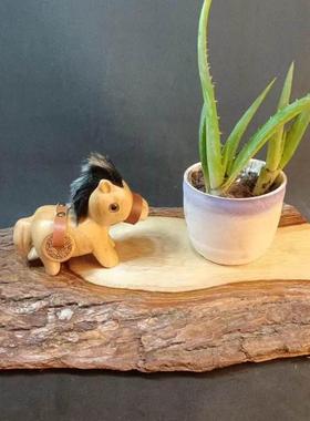 马上有钱木雕纯手工雕刻香樟物木摆件中秋国庆节生日礼物驴木匠