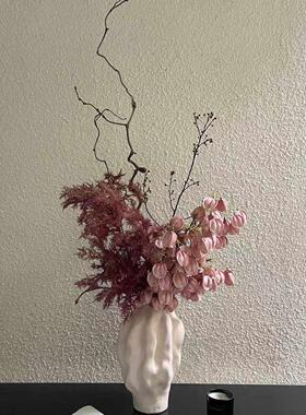 【柿吉】远山设计师款手扎花束彷真花绢花陶瓷花瓶别墅台柱摆件