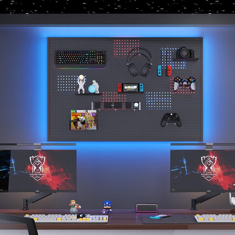 E-sports hole board custom room decoration storage rack computer desk background study wall hanging board storage display rack