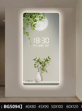 绿植电子钟表挂钟客餐厅玄关装饰画LED壁灯夜光电视格栅挂墙时钟