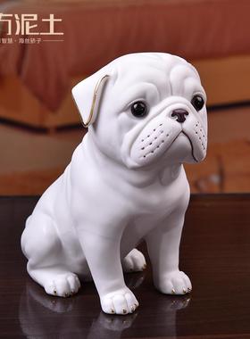 高档东方泥土《哥犬》陶招财狗 家瓷居装客厅书八房桌面饰品礼品