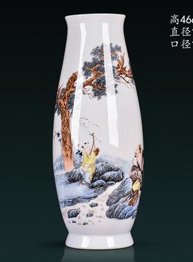 正品景德镇陶瓷粉彩玉插花摆件花瓶客厅电视堂柜玄关新满中金式装