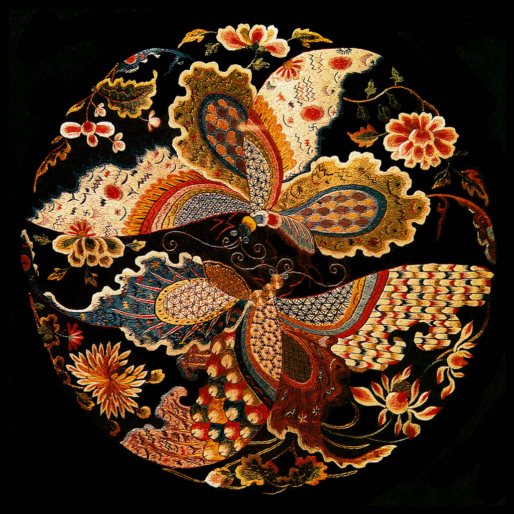 苏绣DIY套件初学 双碟 蝴蝶吉祥团花 大画心35*35 入门新手刺绣画