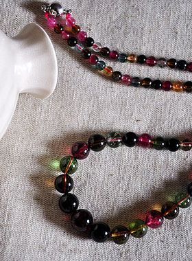 【木古口十】天然玻璃碧玺塔链