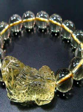 臻唯黄水晶貔貅手链男