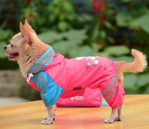 PETSOO四脚宠物雨衣 印花两层网布狗狗雨衣防水衣春夏季衣服 包邮