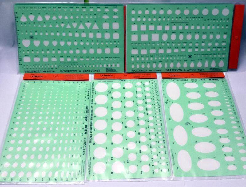 品泰米TIMELY太米T-777A宝石珠宝首饰设计绘图尺模板5件套装 - 图0