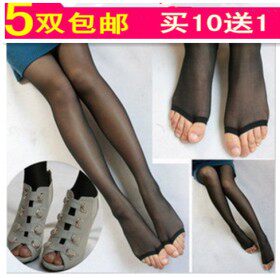 丝袜女薄款防勾丝连裤春夏季袜子女黑连裤袜露趾踩脚九分丝袜批发 - 图1