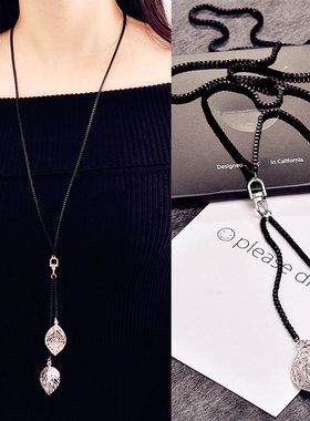 新款流行镂空树叶毛衣链秋冬长款百搭项链女韩国流苏时尚挂件配饰
