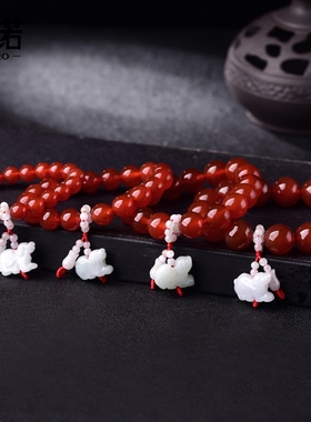 红玛瑙天然翡翠玉石生肖手链