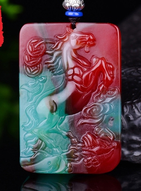 彩玉男女款鸡血石玛瑙挂件生肖马