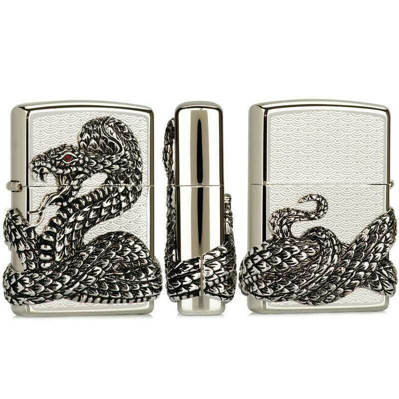 打火机收藏版四面环绕银色红眼眼镜蛇蛇神 ZIPPO 原装正品 打火机收藏版四面环绕银色红眼眼镜蛇蛇神 ZIPPO 原装正品