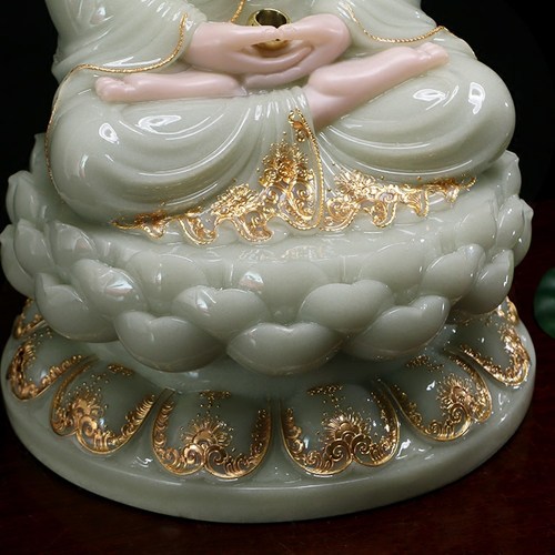 汉白玉释迦牟尼佛像家用供奉如来佛祖像阿弥陀佛药师佛三宝佛摆件 - 图1
