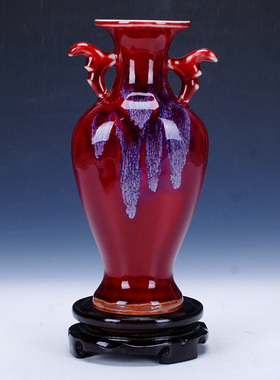 景德镇陶瓷器仿古钧窑郎红花釉