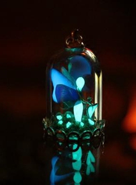 仙女彩虹翅膀心形夜光项坠吊坠