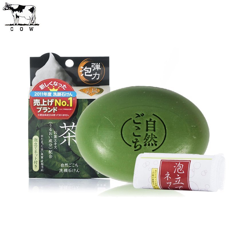 日本原產進口牛牌COW牛乳石鹼素材心抹茶綠茶香型潔面皂80g香皂