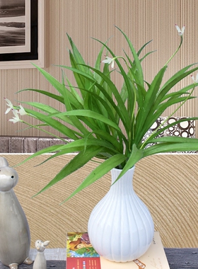 仿真大支兰花草吊兰草植物墙商场