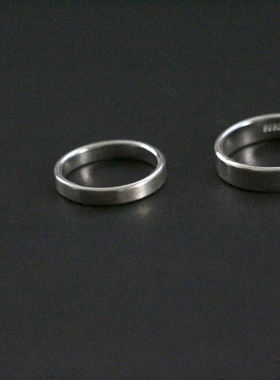 手工纯银戒指闭口情侣刻字