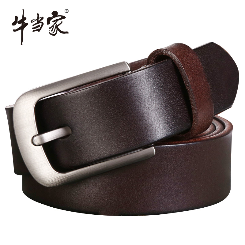 牛当家皮带男真皮腰带男牛皮窄款针扣休闲裤带头层牛皮细窄5186 - 图0