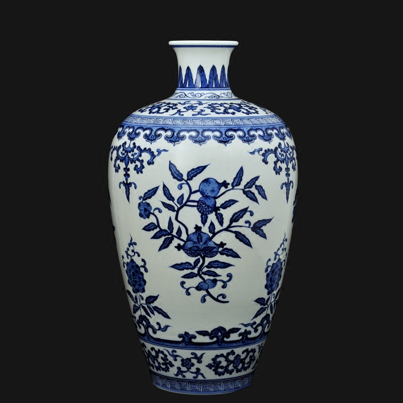 景德镇陶瓷画精品仿古青花瓷花瓶 纯手工制作绘瓷器家居装饰摆件