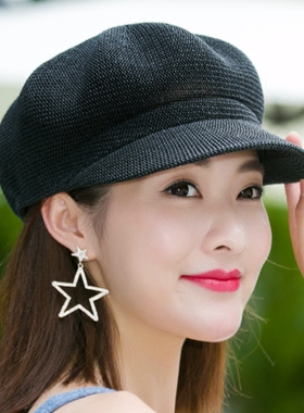 帽子女夏天八角帽透气时尚英伦