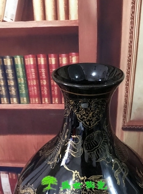 景德镇陶瓷器落地大祥乌金釉葫芦