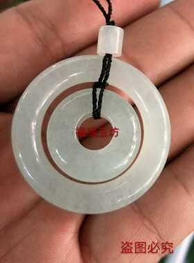 缅甸冰种平安扣怀古风翡翠挂件