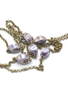 法国黑色衬衣长项链