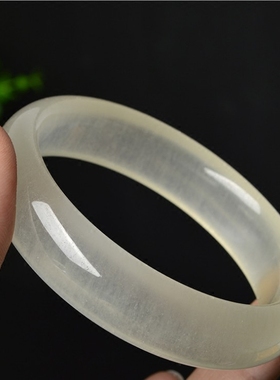 阿富汗冰种圆条通透玉石手镯