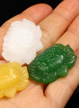 玻璃白色荷花长命锁配饰平安扣