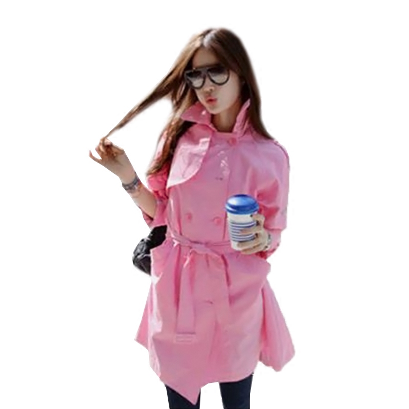 粉色女中长款韩版春装2020新款风衣 珞袈风衣