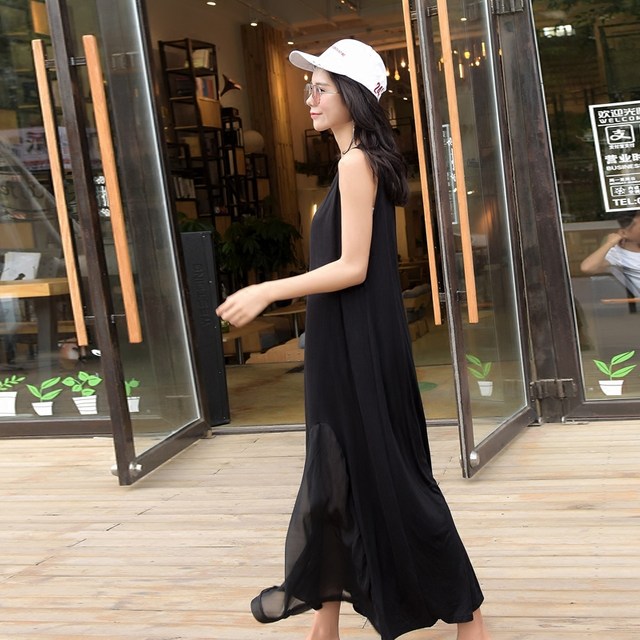 Modal Summer Fat Loose Slim Solid Color Vest Long Skirt