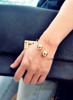 欧美风金色几何圆形配饰铜手镯